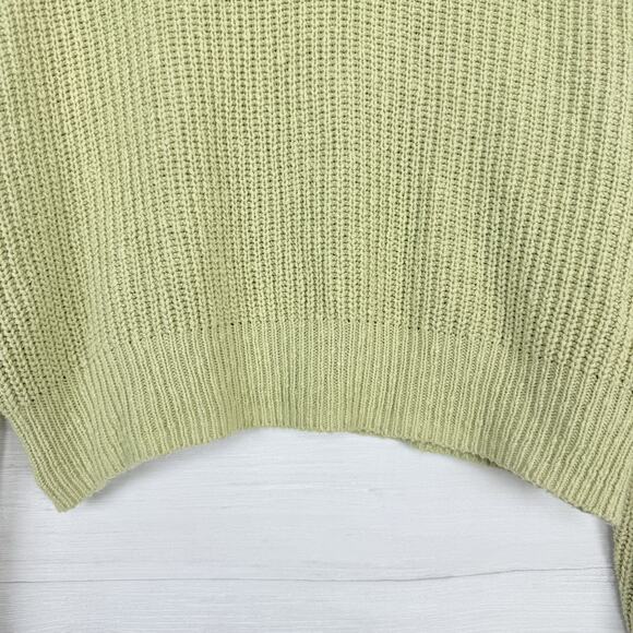 Madewell Textural-Knit Pullover Sweater Medium Pale Green Cropped Boxy Cotton - Picture 6 of 16